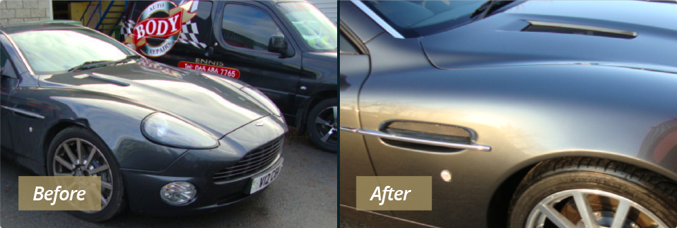 Crash repairs - before & after photograph